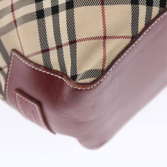 BURBERRY Nova Check Blue Label Tote Bag Nylon Beige Red Auth 49770 - Picture 16 of 16